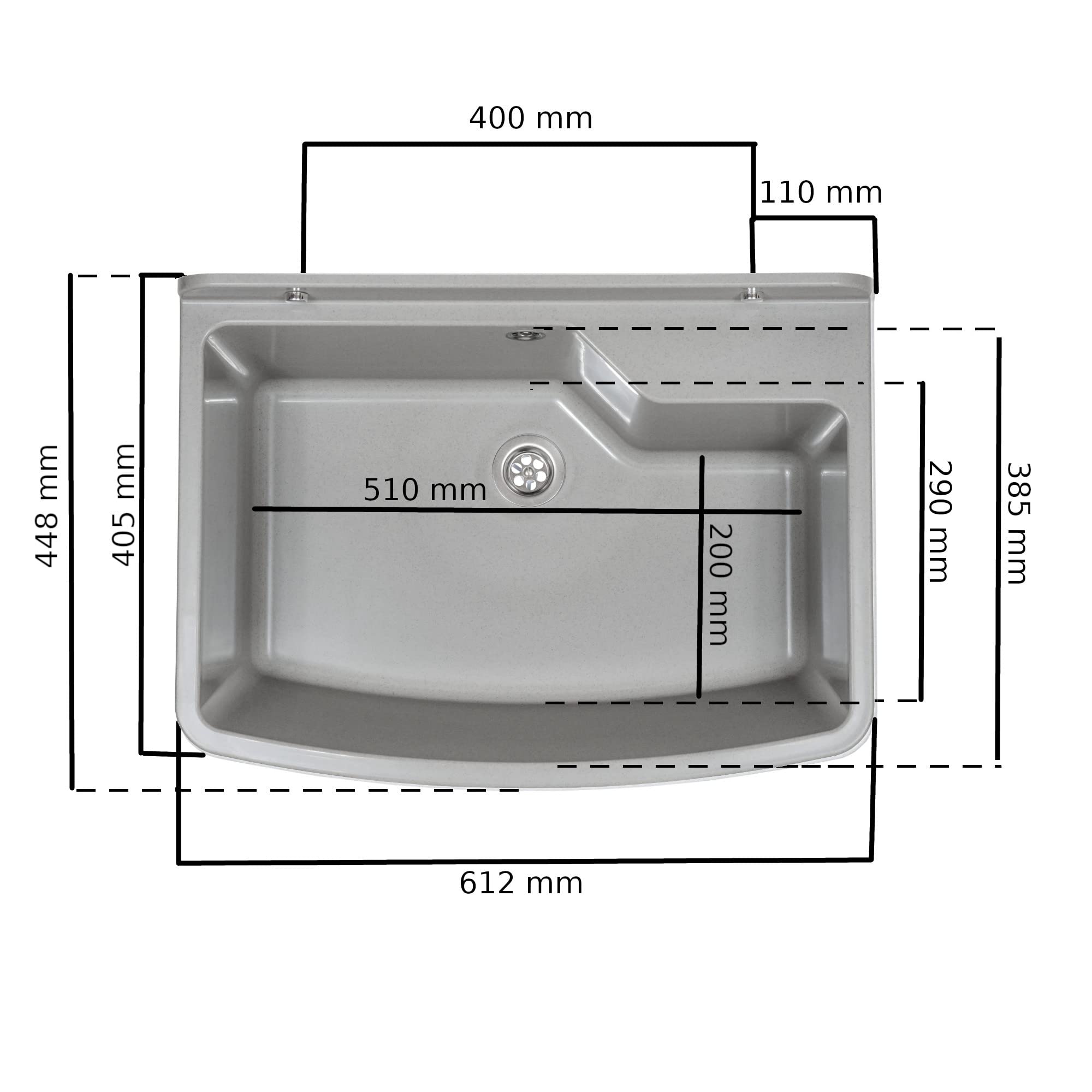 LAVSG60 Sink Sink Sink Resin White, 600 X 420 X 300 Mm - View #6