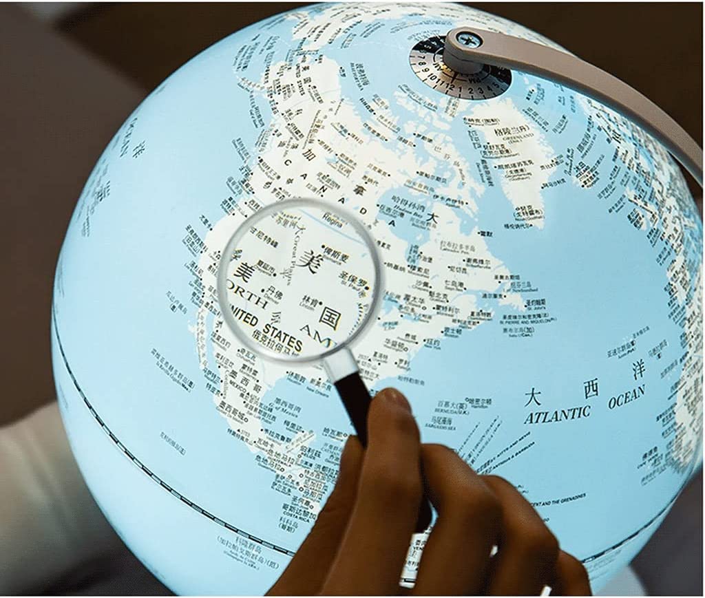 HRTC wereldbol Mappamondo con Supporto Mappamondo Blu Mappamondo geografico con Illuminazione a LED 2 in 1 Lampada a Globo per Bambini Perfect Desk Manuale Pratico
