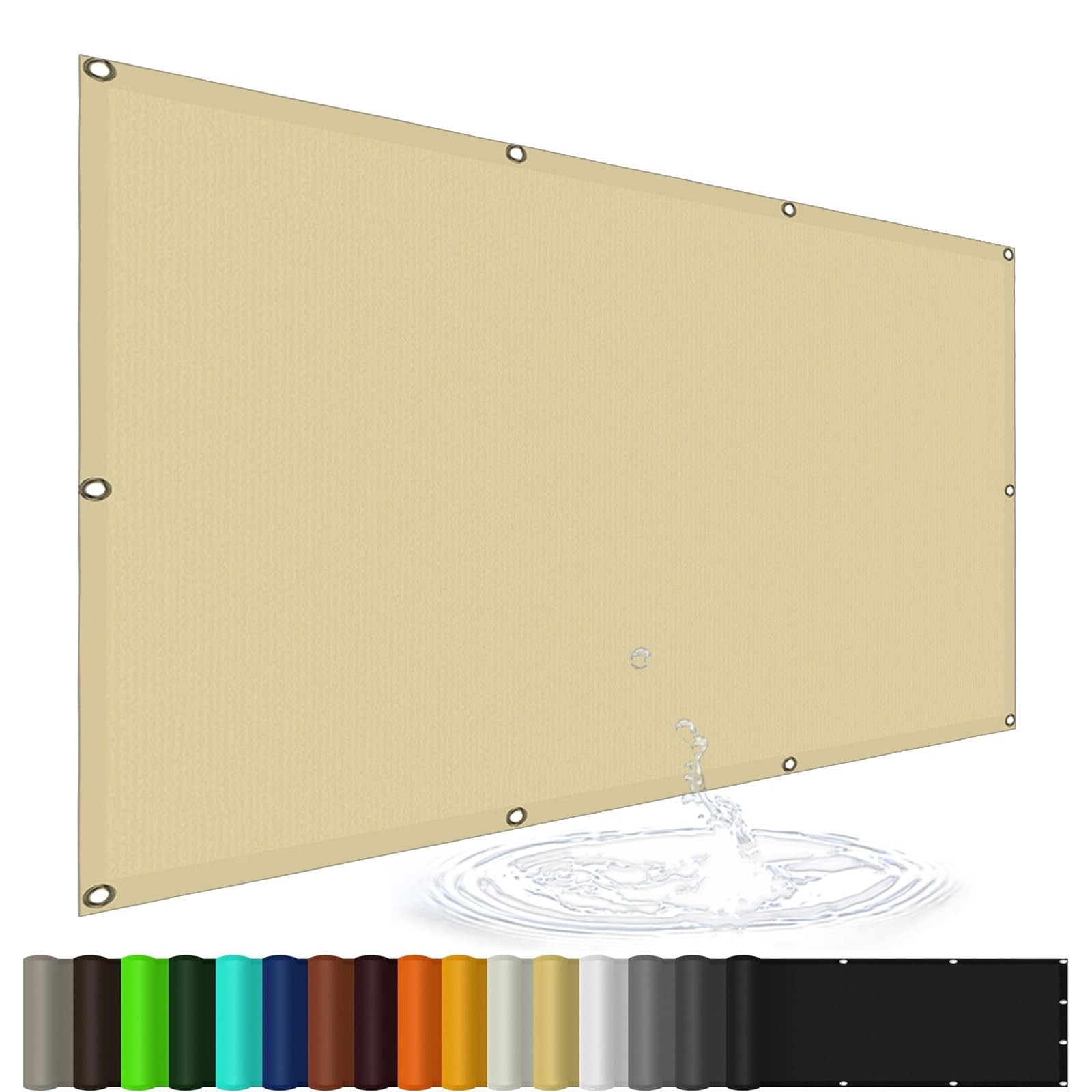 Wodoodporny Żagiel Przeciwsłoneczny 1.8 x 2.6 m Wodoodporny Baldachim Z Filtrem Przeciwsłonecznym Ochrona UV Wiatr Słoneczny Impreza Na Świeżym Powietrzu, Piaskowy żółty