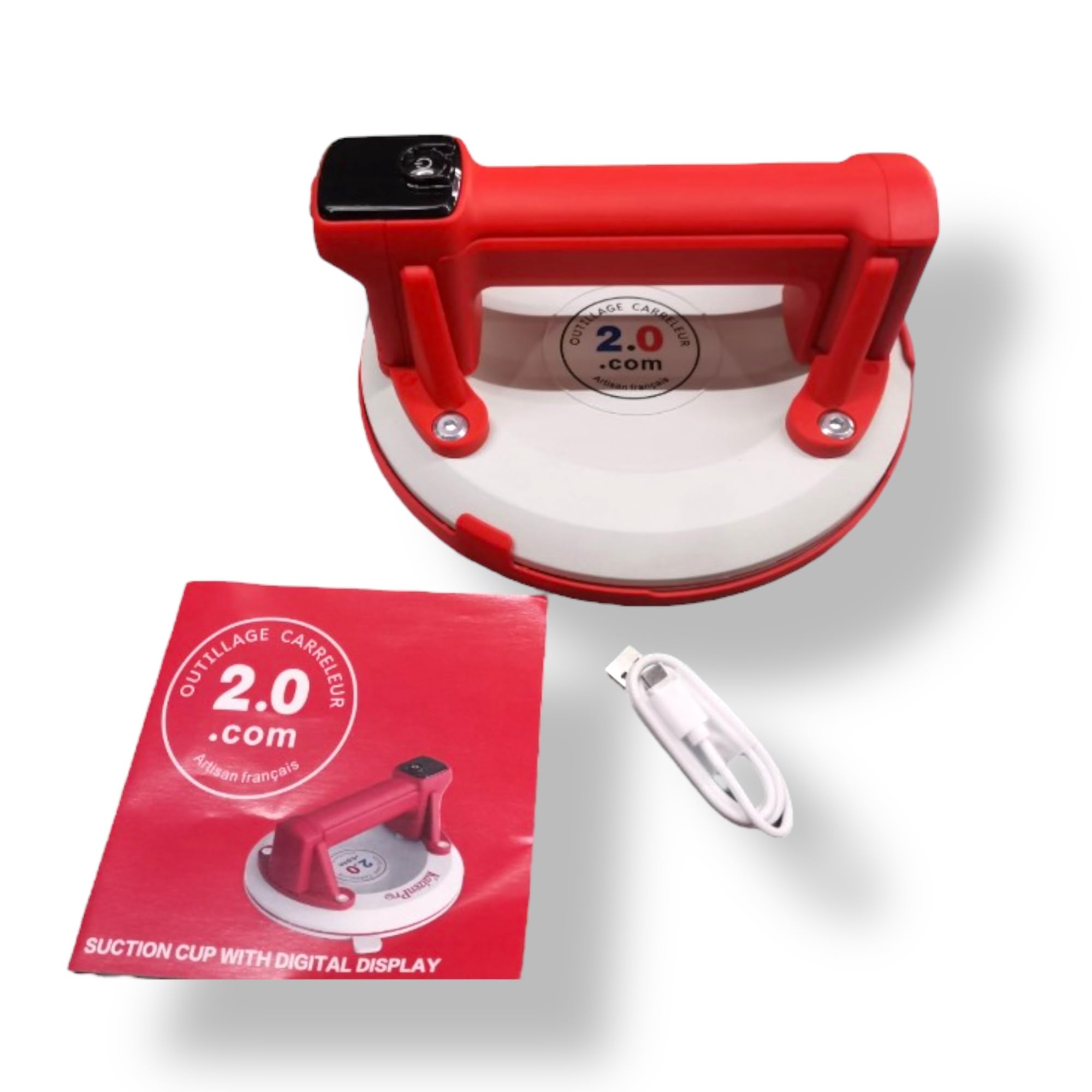 Ventosa Digitale Elettrica Professionale Ø20 cm 150 kg – Pompa a Vuoto con Display Batteria, Ricarica USB – per Piastrelle, Vetro, Marmo, Gres, Granito – Outillage Carreleur 2.0