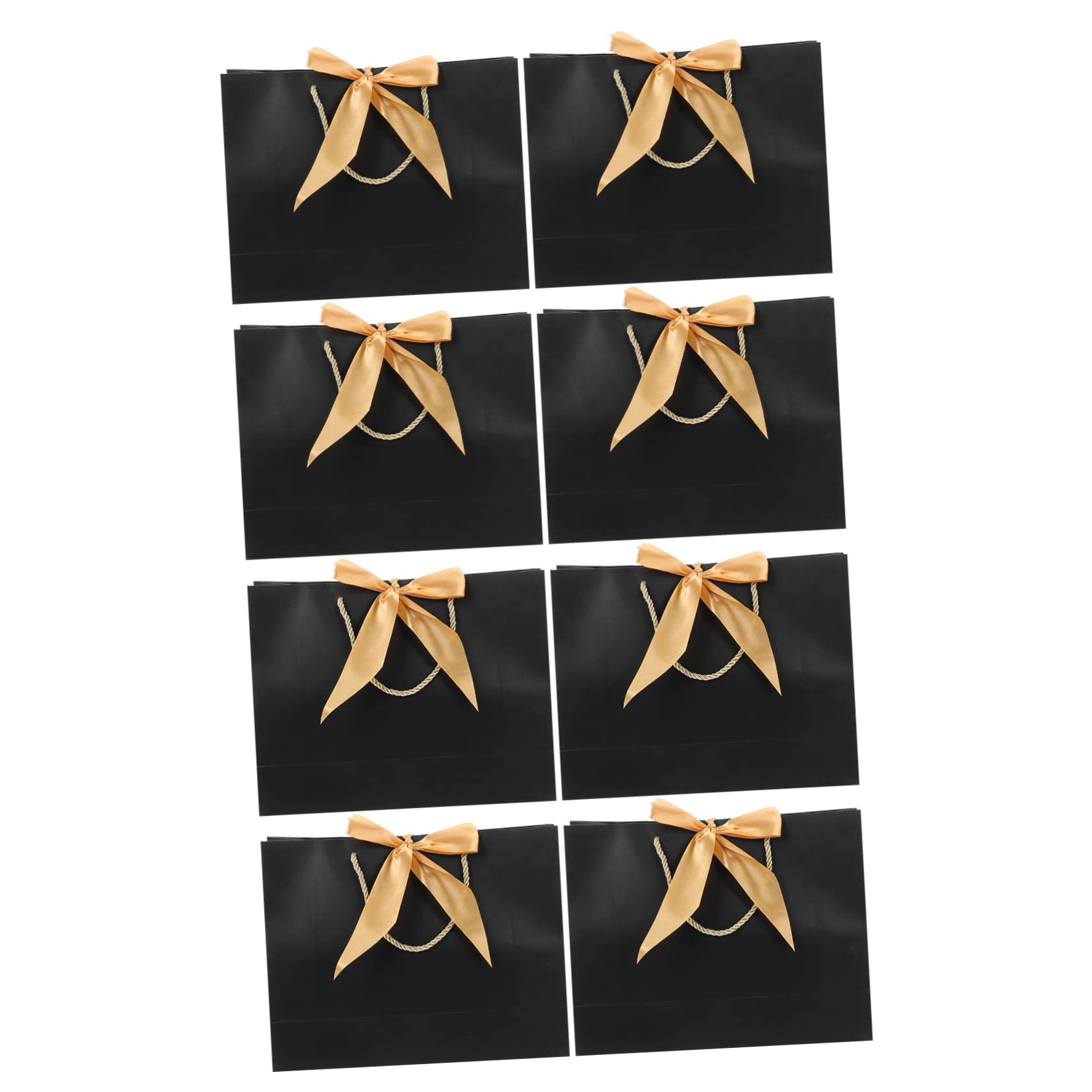 Ipetboom 8pcs Bow Bag Paper Favor Bags Bags with Handles Flowers Bags Craft Paper Bags with Handles Wrapping Bag Bulk Bags Foldable Grocery Bags Paper Bag Black