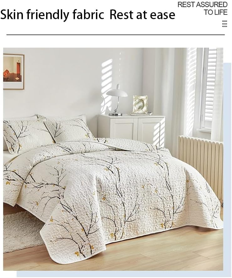 Miniatura 2 de QWINEE Juego de edredón de 3 piezas con patrón a cuadros, moderno juego de ropa de cama de granja con 1 edredón y 2 fundas de almohada para todas