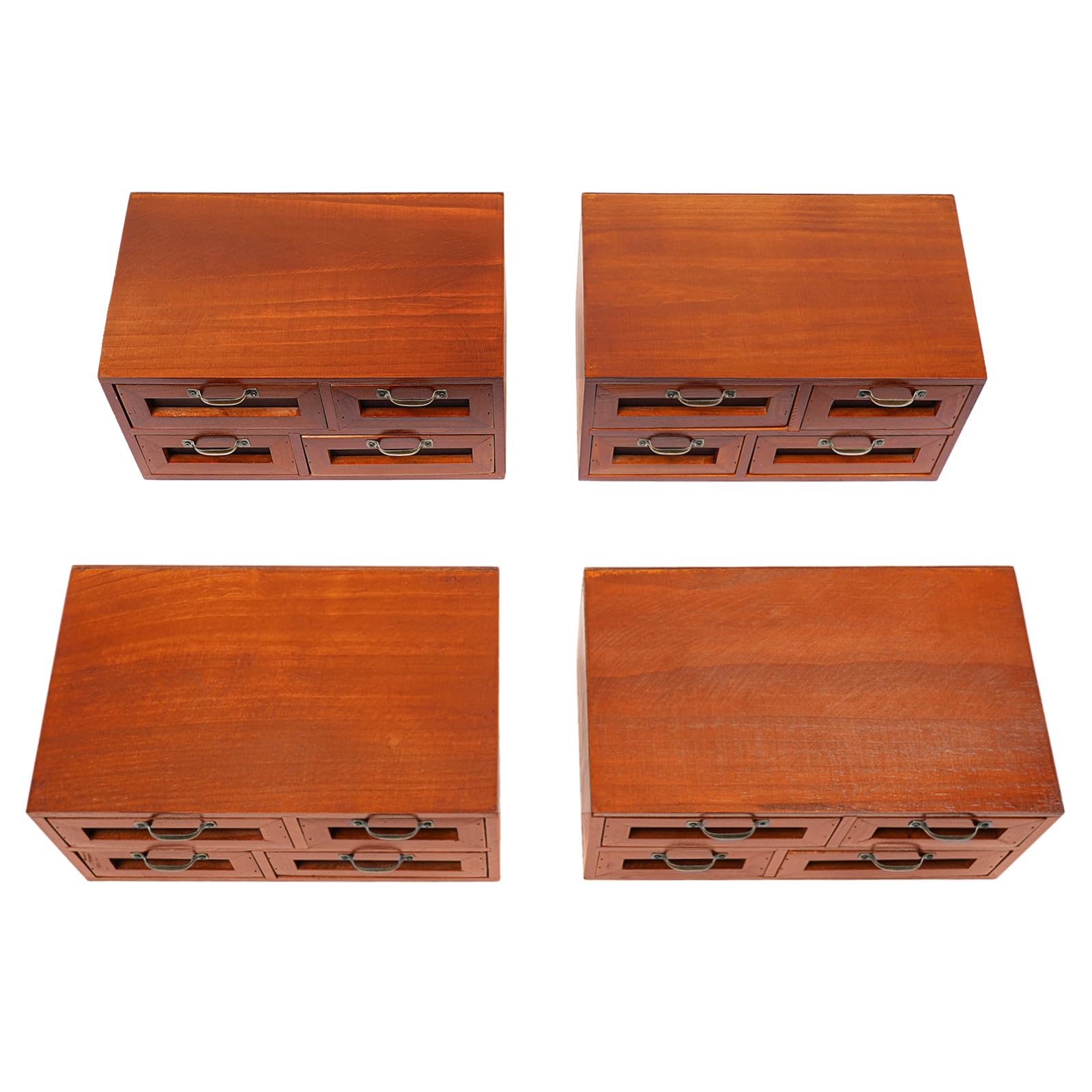 4 Stück Schubladen-Organizer aus Holz, Aufbewahrungsschrank mit 16 Schubladen, transparente Fenster, Vintage, für Medikamente, für Organizer von Büro zu Hause und Aufbewahrung