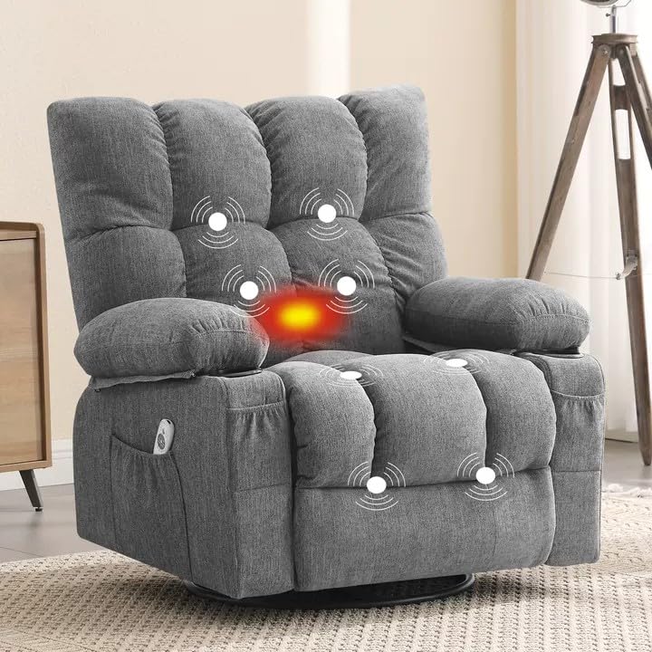 Massage Recliner Chair for Adults with Lumbar Heating Rocker Recliners with 2 Cup Holders and USB Charge Port for Living Room