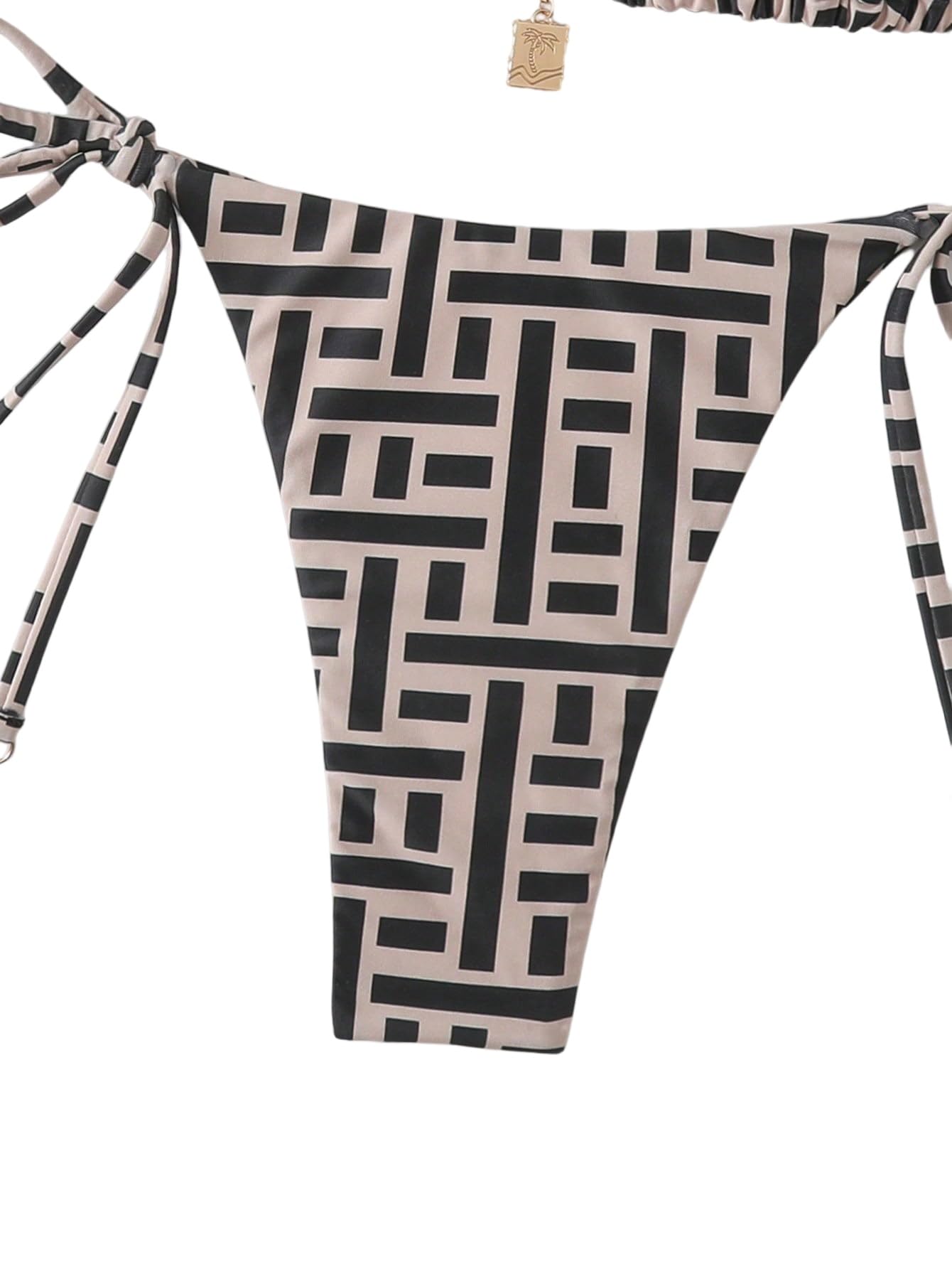 GORGLITTER Boho Style Bikini da donna, set a vita alta, perizoma a triangolo, stile brasiliano, costume da bagno