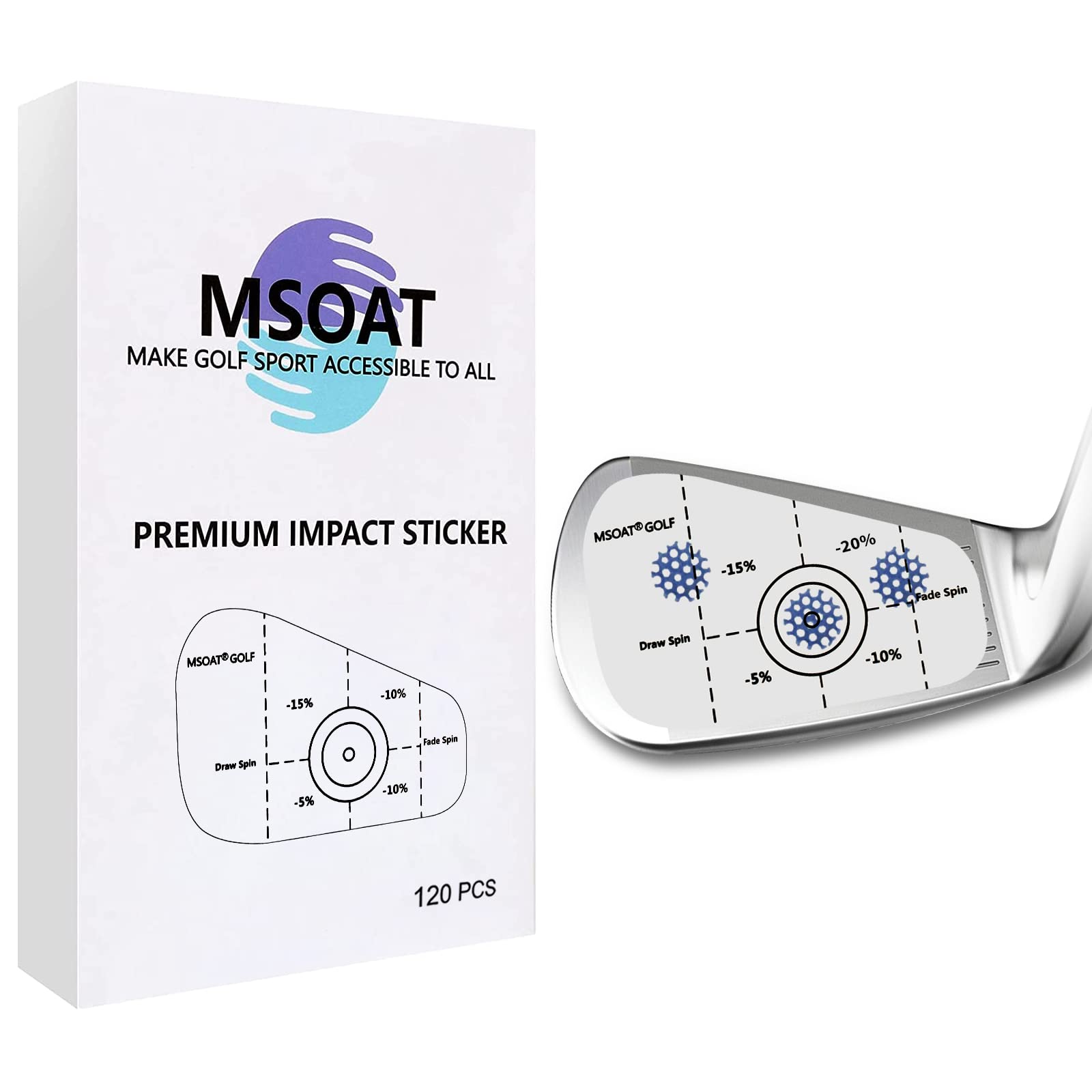 MSOATGolf Impact Tape Set 120/300pcs, Self-Teaching Sweet Spot and Shot Consistency Analysis, Golf Club Face Stickers for Wood Irons Putters, Swing Accuracy Practice Training Aid