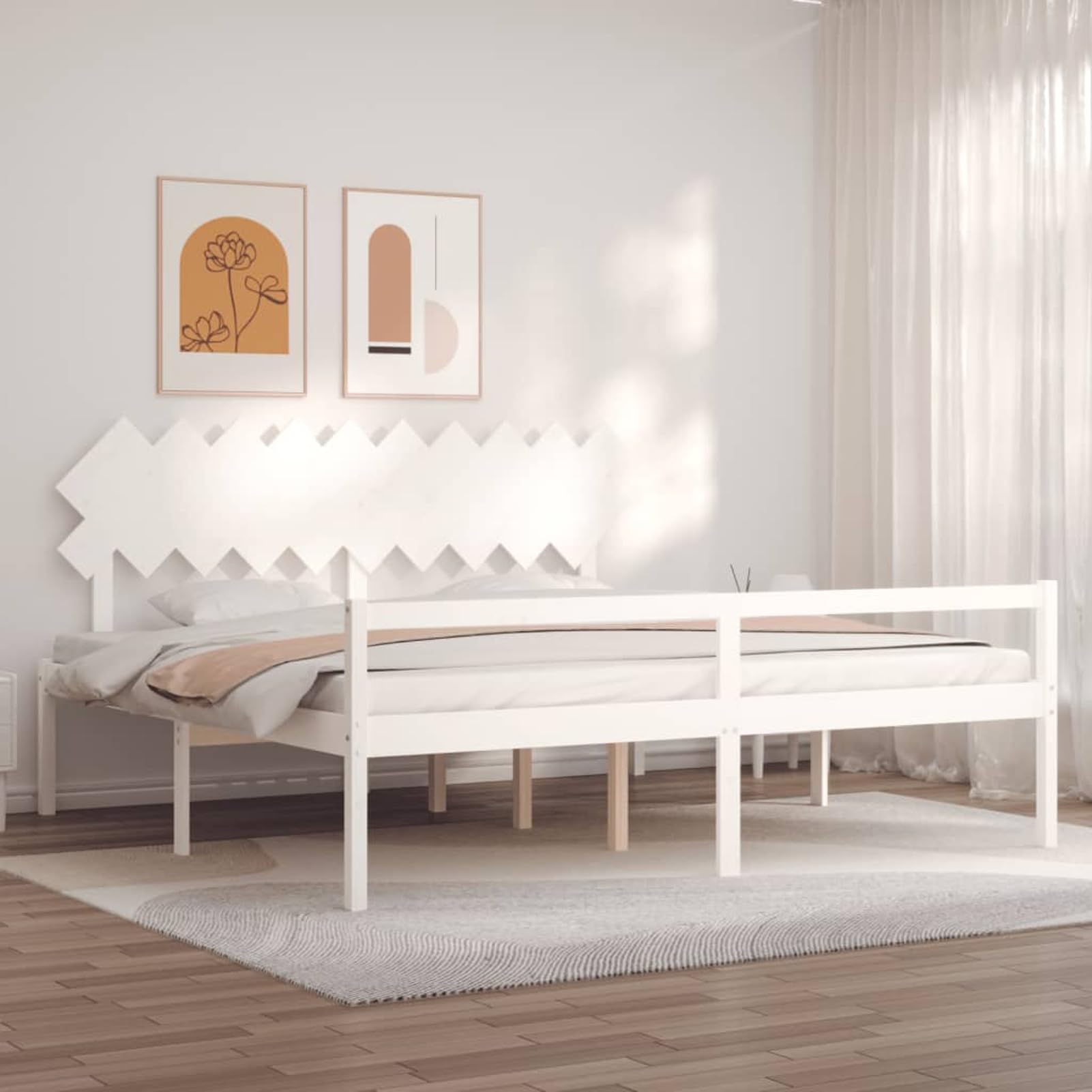 Massives Kiefernholzbett 200x200 cm mit Stauraum & robusten Latten, 45 cm Höhe - Seniorengerecht Model3195567