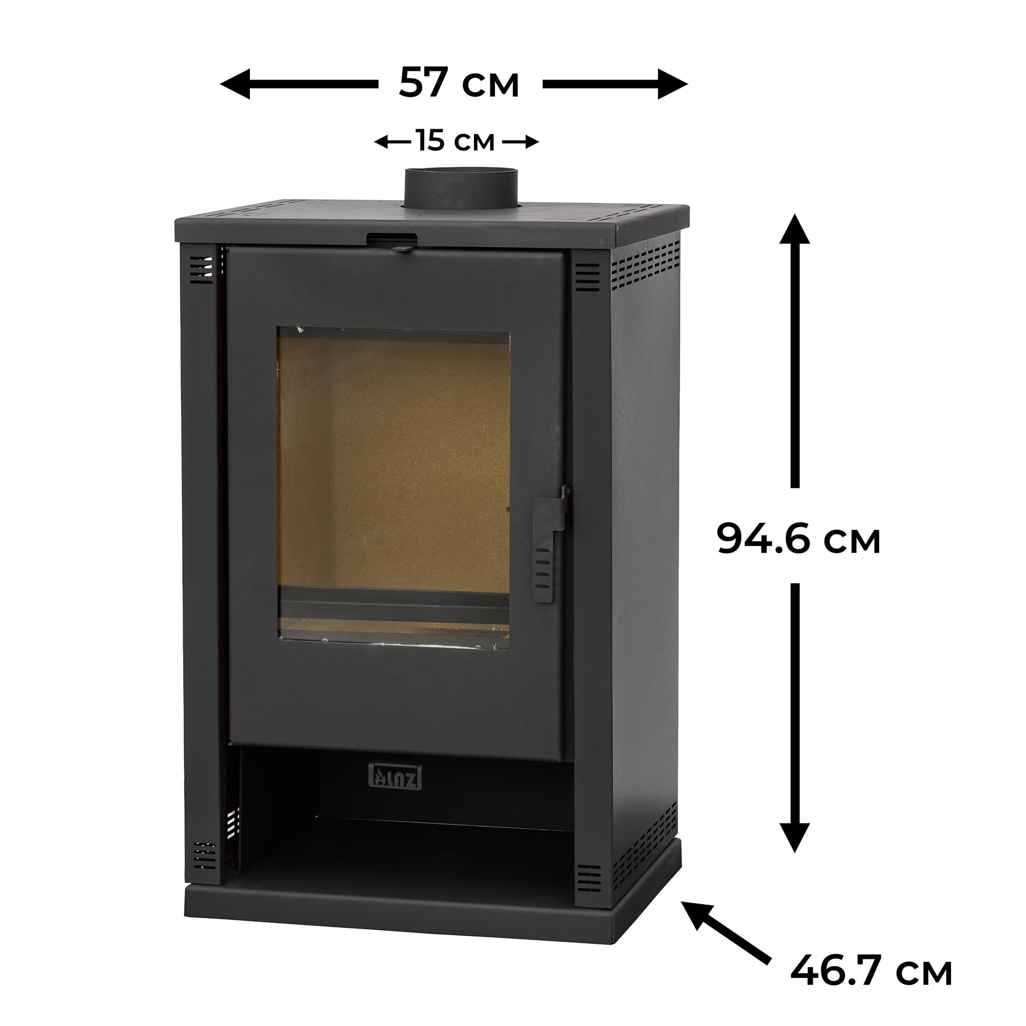 ALAZ Mouse K9-MAX Kaminofen 9 kW – Schwarz | Holzofen mit Schamott-Brennkammer & großem Sichtfenster | Für Holzscheite bis 50 cm | Verbessertes Griffdesign | Energieeffizienz A+