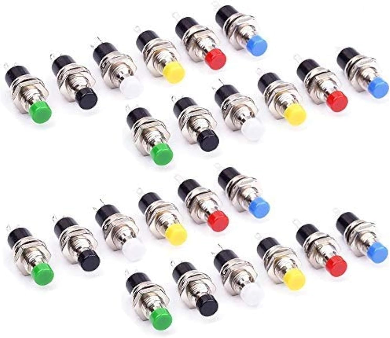 GTIWUNG 24Pcs 1A 250V AC 2Pins SPST Momentary Mini Push Button Switch Normal Open, Mini Momentary Push Button Switch 7mm for Arduino DIY