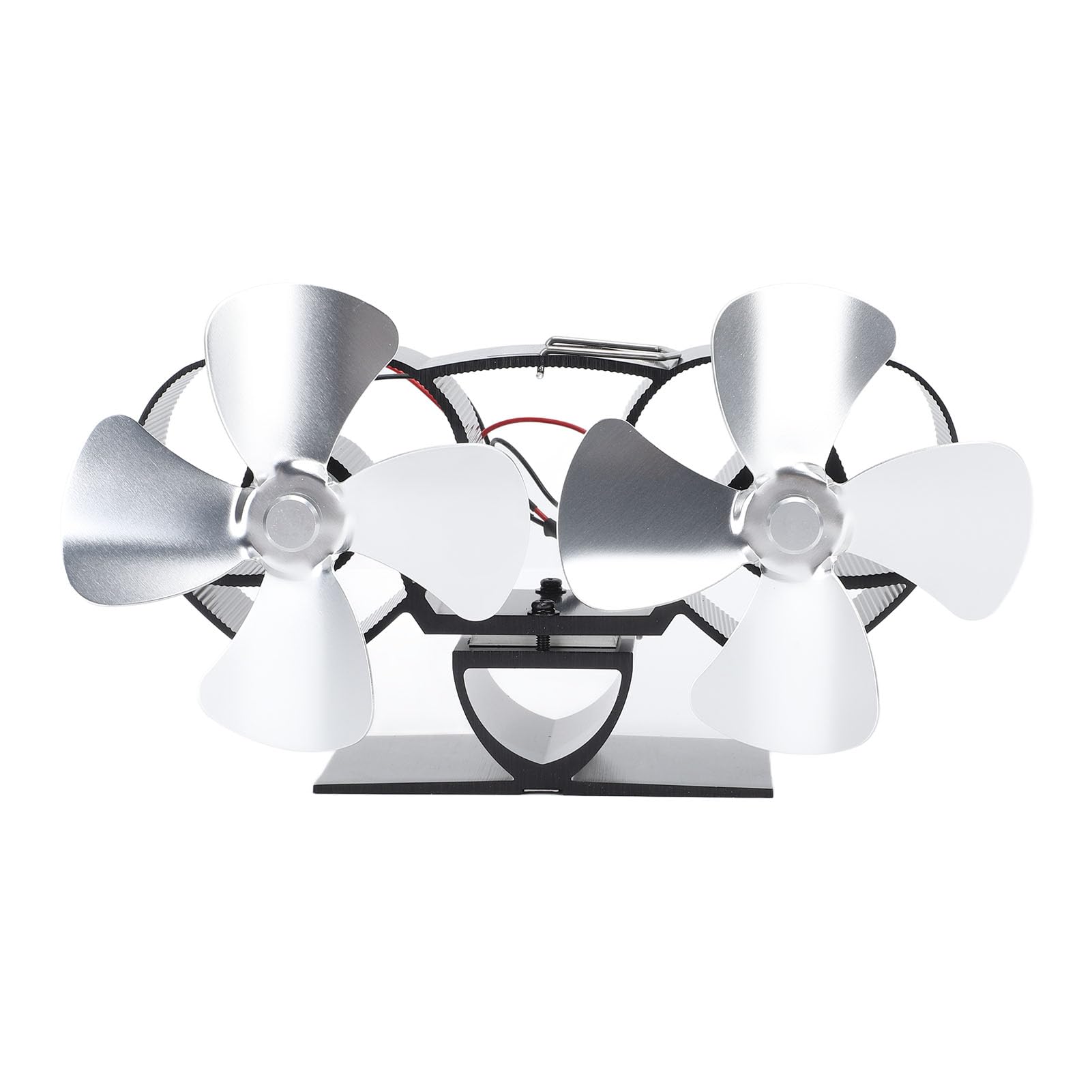 Marhynchus Ventilador de Estufa de Madera, 4 Palas de Chimenea de Cabeza Dual para Reemplazo, Aluminio de Aleación de Aluminio Alimentado por Calor, Equipado con Circulación de Calor de la