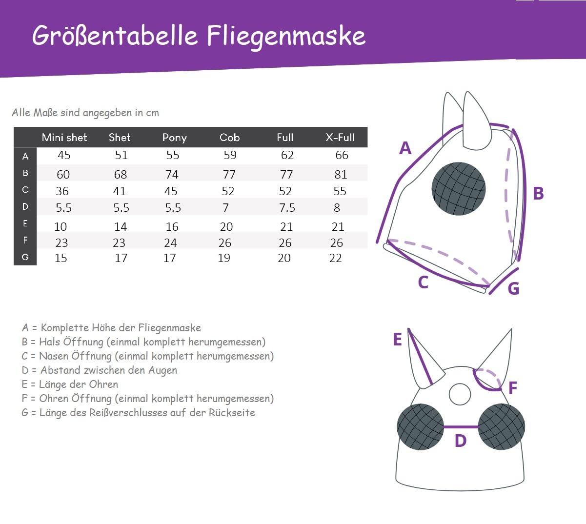 Netproshop Fliegenmaske Super Bug Fliegenhaube mit Ohren XL-Full Zebra