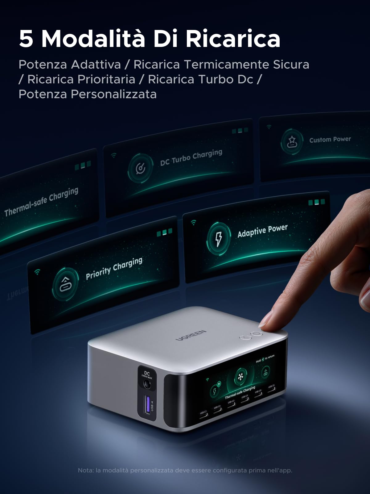 UGREEN Nexode Pro 300W Caricatore USB C Ricarica Rapido Schermo TFT | PD 3.1 Allimentatore 140W Max 8 Porte Compatibile MacBook iPhone 17 Pro Max Air iPad PPS 45W Galaxy S26 Pixel Steam Deck