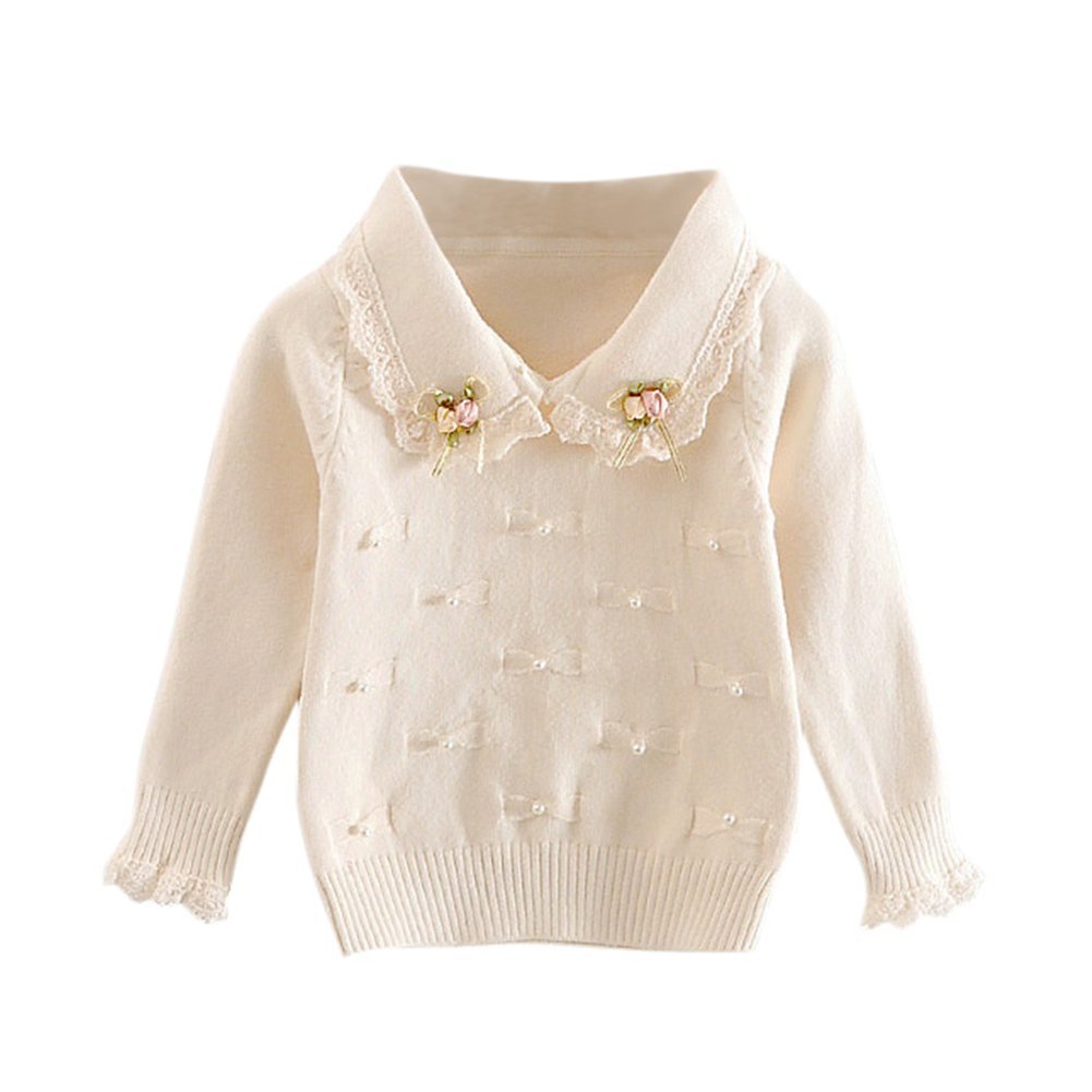 Drasawee Kids Baby Girls Pullover Cable Knitted Sweater Jumper 1-3 Years Beige S