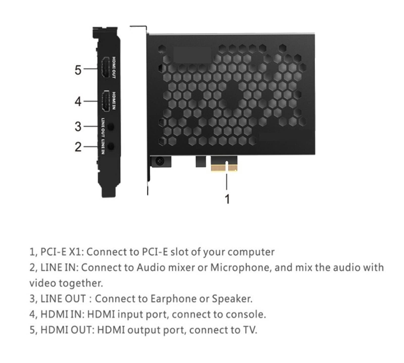 Tarjeta de Captura de vídeo Tarjeta de Captura de Video PCI-E 4K30P / 1080P120 Registro de Juegos y transmisión en Vivo, módulo de Control de Video de PC