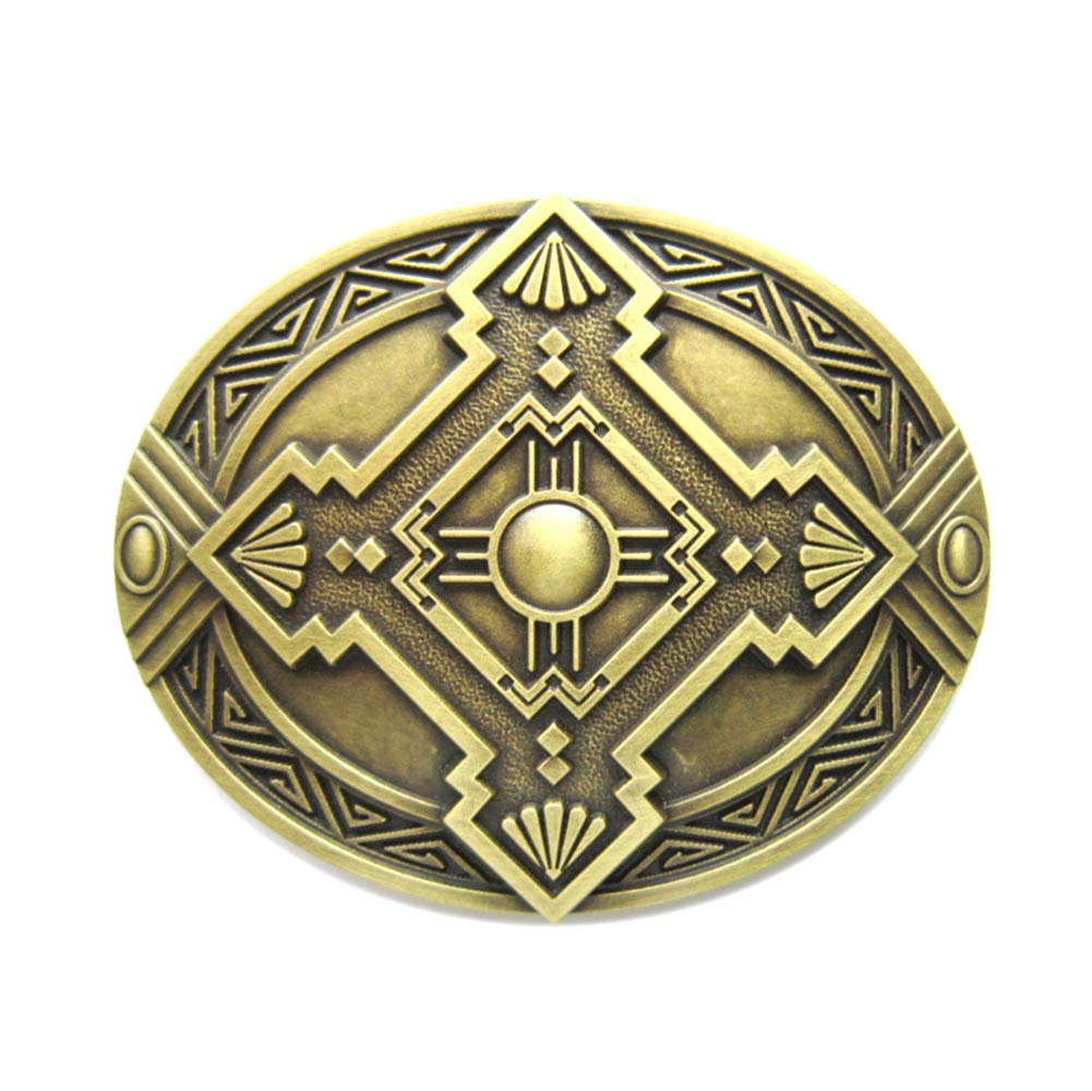 Fibbia Cintura Metallica Urban Backwoods - Simbolo Hopi Peace - Larghezza 90 Mm X Altezza 72 Mm - Adatta Per Cinture Fino A 4 Cm
