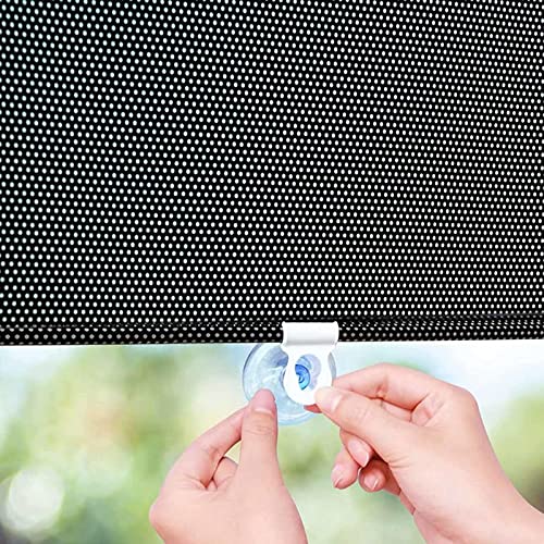 Estores Enrollables Con Ventosas Para Ventanas,Estor Enrollable Opaco,Estor Enrollable Translúcido Retráctiles,Persianas Temporales,Cortinas De Privacidad,Sin Taladrar,Black 40×125cm(15.7*49.2in)