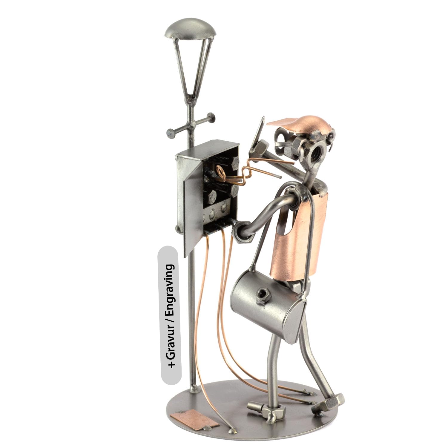 Steelman24 I Nuts and bolts sculpture Electrician With Personal Engraving I Handmade ornaments I I Metal figurine