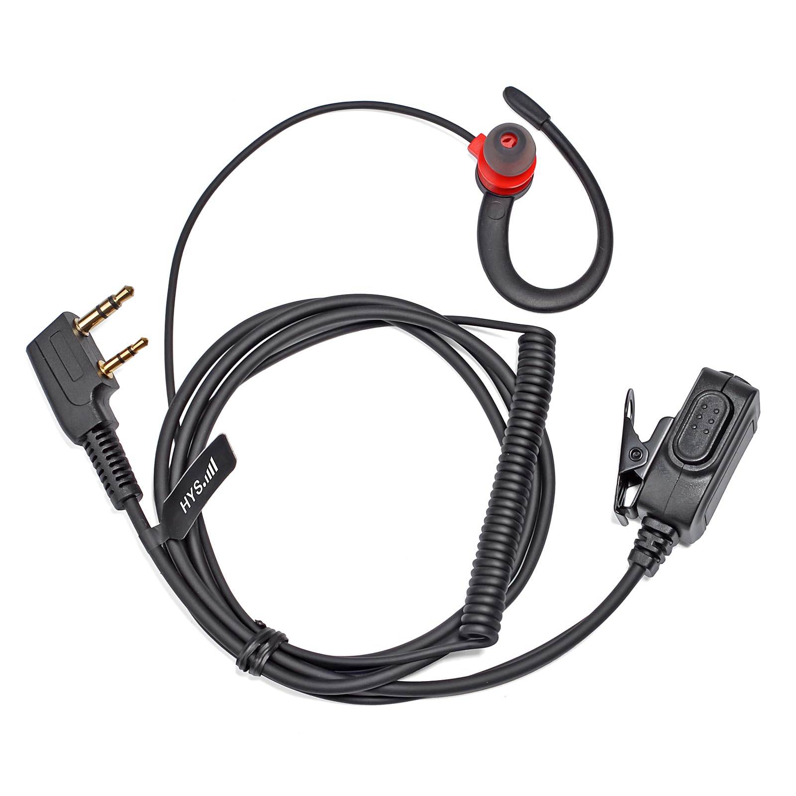 YNIBST1 Wire Protable Walkie Talkies Earpiece/Earbud with PTT/Mic, G-Shape 2-Pin Earphone Headset for Kenwood Baofeng BF-888S UV-5R TYT Retevis H-777 WOUXUN KG-699 2-Way Radio Accessory Kits