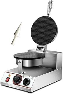 YUEWO Electric Ice Cream Cone Waffle Maker Machine Egg Roll Bowl Machine Waffle Cone Maker Stainless Steel Body Nonstick Surface for Commercial Home Use 1200W 220V