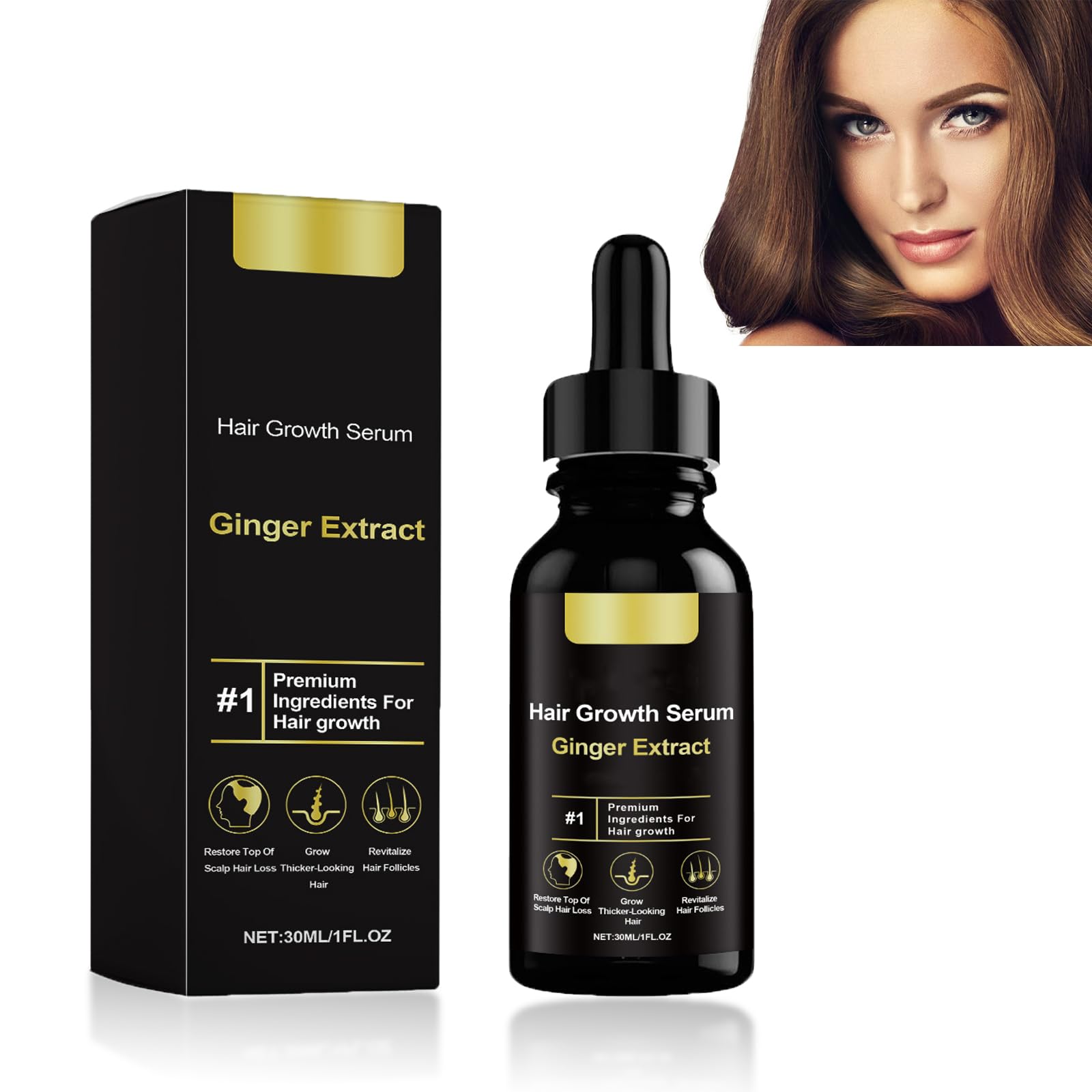 Huile Pousse Cheveux Anti-Chute Pour Femme Et Homme, Sérum Naturel Avec Huile De Ricin et Gingembre, Booster Croissance Cheveux, Non Irritante, Traitement Rapide Pour Repousse, 30ml