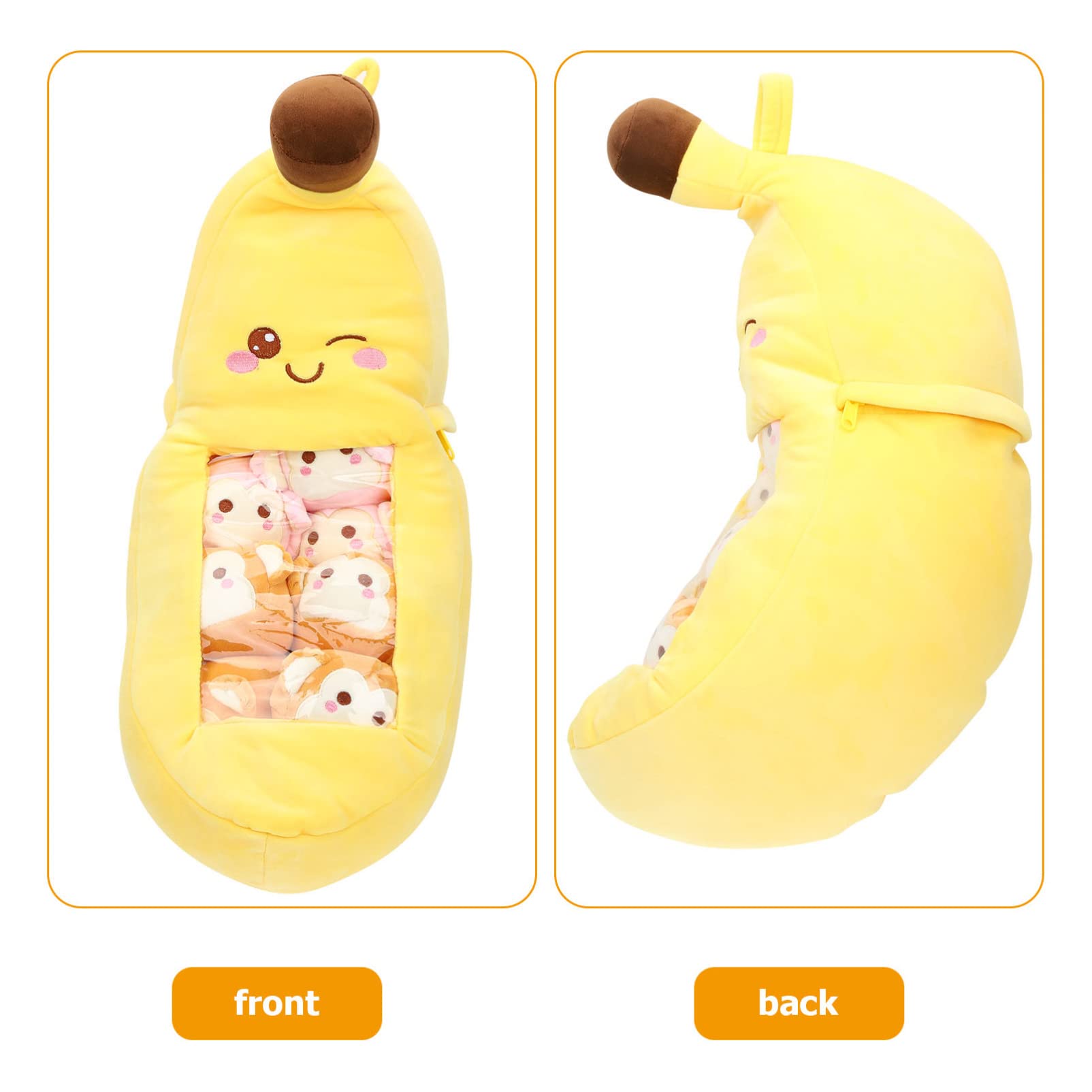 Abaodam 1 Ensemble Coussin Peluche Banane de Jouets Mini Dolls avec Fenêtre Transparente et Décoration Pratique pour Chambre pour Fêtes et