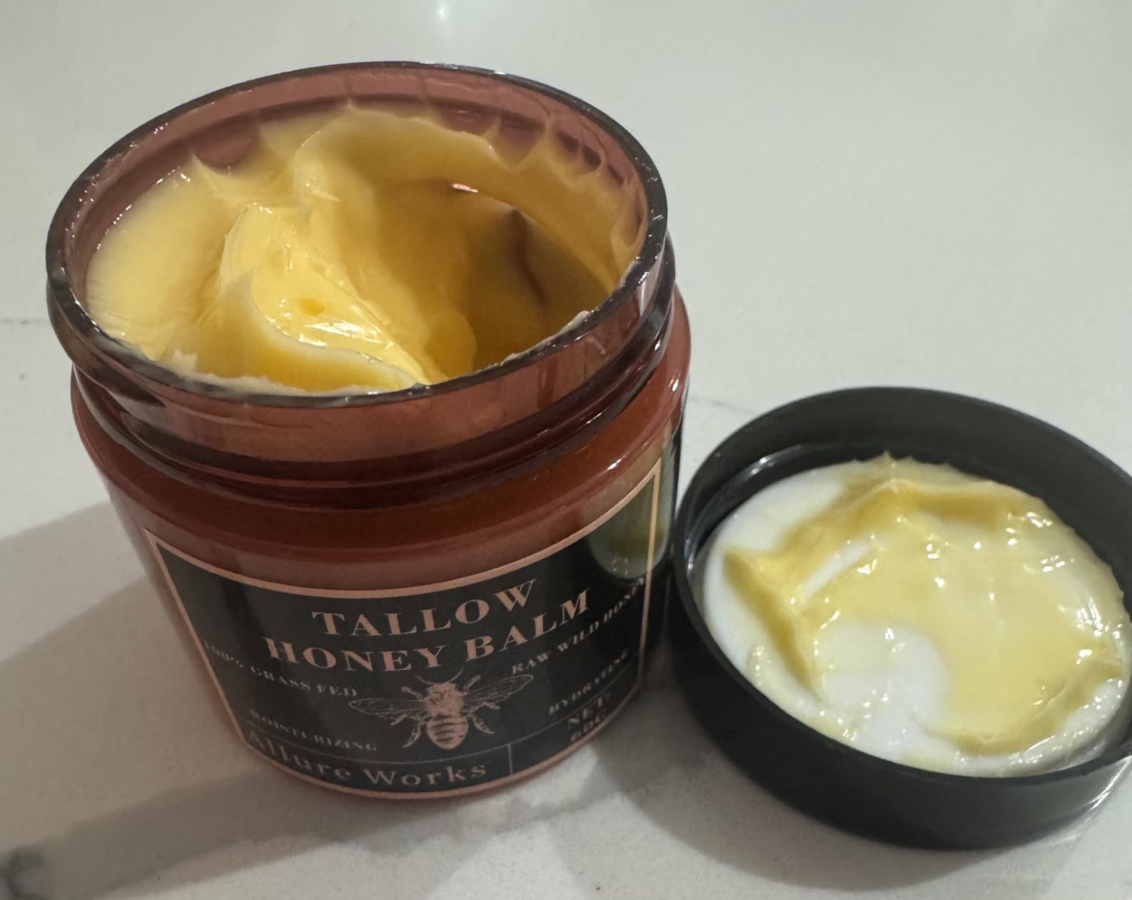 Allure Works Grass Fed Beef Tallow Balm & Raw Wild Honey – Natural Whipped Moisturizing Skin Care Cream for Dry Skin – Hydrating, Non-Greasy, Nourishing Tallow Balm for All Skin Types