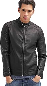 New Men Motorcycle Black Lambskin Leather Jacket Coat