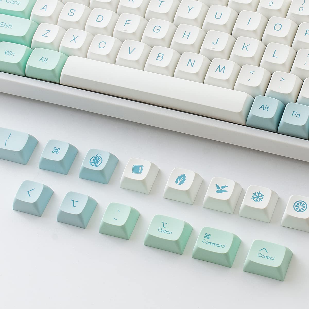 Amazon | YUNZII ミントキーキャップセット 129キーキャップ PBT熱昇華