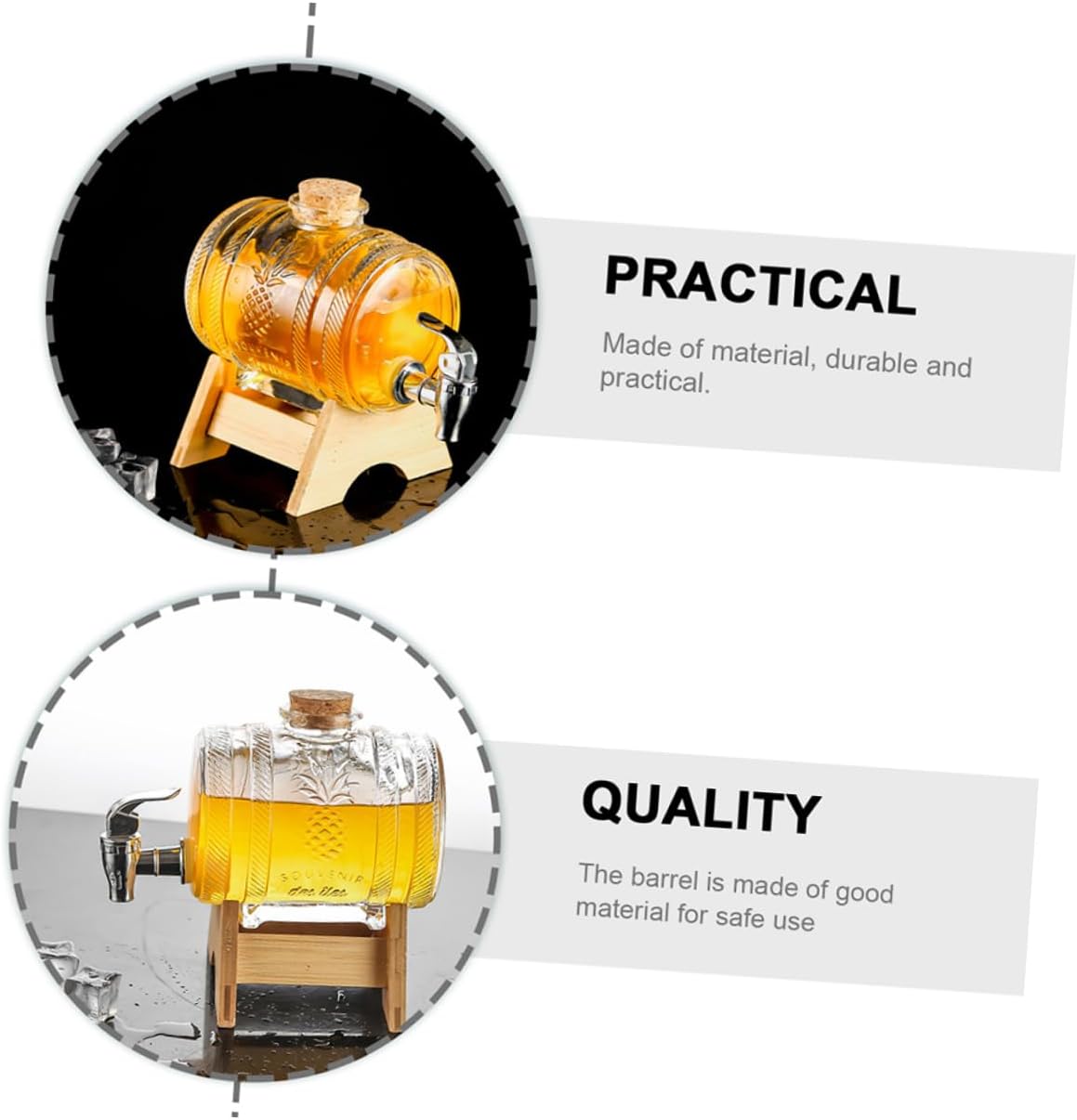 2sets Glass Beverage Dispenser Bamboo Rack and Practical Faucet for Juice for Parties and Gatherings