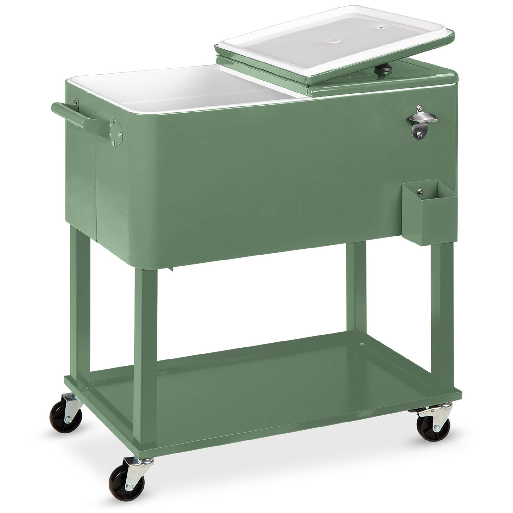 Best Choice Products 80-Quart Outdoor Steel Rolling Cooler Cart w/Ice Chest, Bottle Opener, Catch Tray, Drain Plug, Locking Wheels