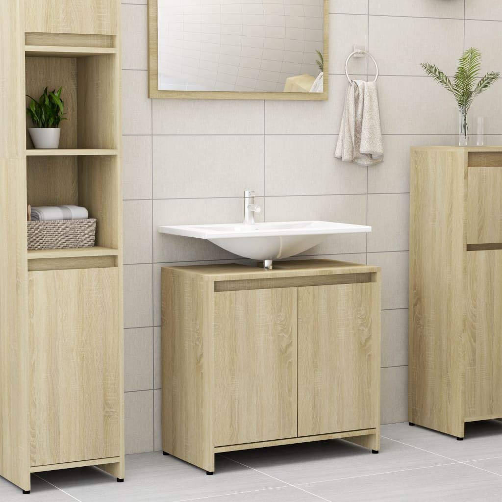 SKM Armoire de Salle de Bain Chêne Sonoma 60x33x58 cm Aggloméré-645