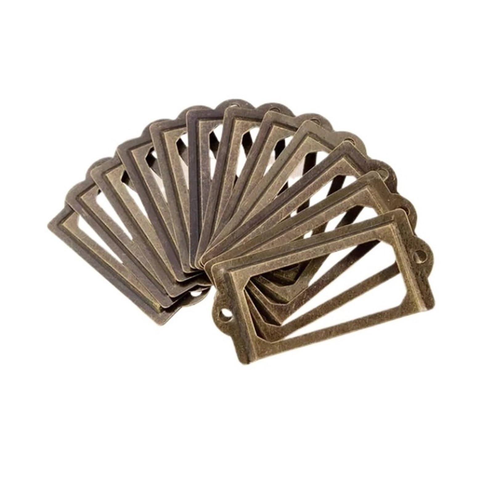 Cidegoo One Color 100Pcs Antique Brass Metal Label Holders For Cabinet Drawer Pull Frame Tags