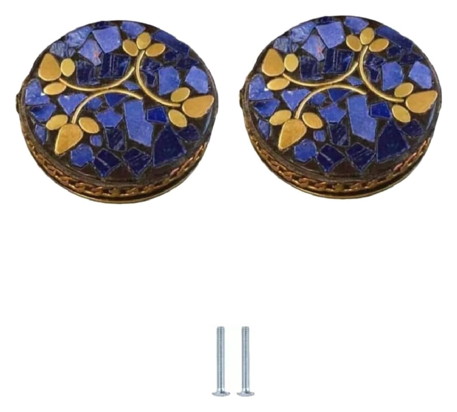 LQZAXSRDR Ceramic Cupboard Drawer Handle Knobs, Ceramic Door and Drawer Knobs, Multicolor, Pack of 2(Blue Gold 44 * 28mm)