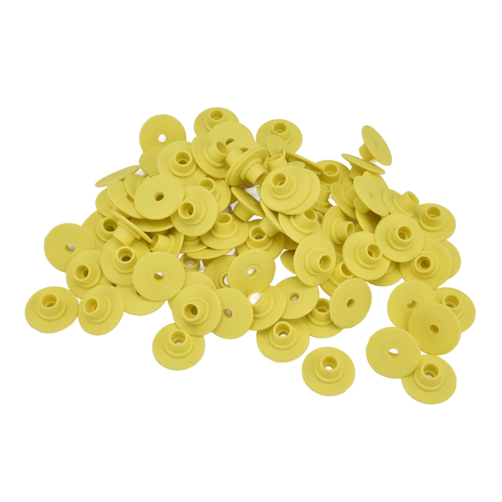 Set di etichette per orecchie di maiale Etichette per orecchie per bestiame 100 set Etichette in plastica giallo brillante con chiodi in rame per ovini, bovini, suini,