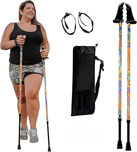 Miniatura 15 de York Nordic Bastones de senderismo motivadores grandes y altos para equilibrio y rehabilitación, 2 piezas, fuertes bloqueos de botón, patas de goma