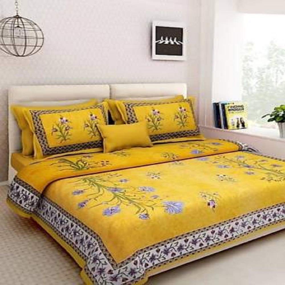 Home@Shop 100% Pure Cotton Rajasthani Tradition Queen Size Double Bedsheets with 2 Pillow Covers (Queen Size Jaipuri Bedspreads) (B07Y7L5TPD) Amazon Price History, Amazon Price Tracker