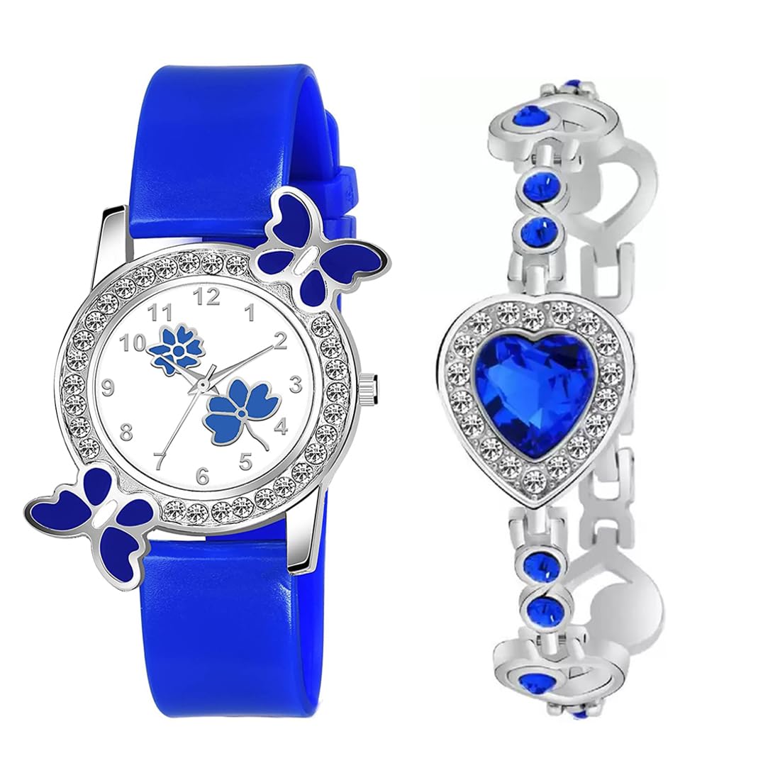 GOLDENIZE FASHION Pink Butterfly Analogue and Rectangular Digital Dial LED Display Watch for Girls & Womens Watches Combo Pack of 2 (Blue) (B0CG299RS9) Amazon Price History, Amazon Price Tracker