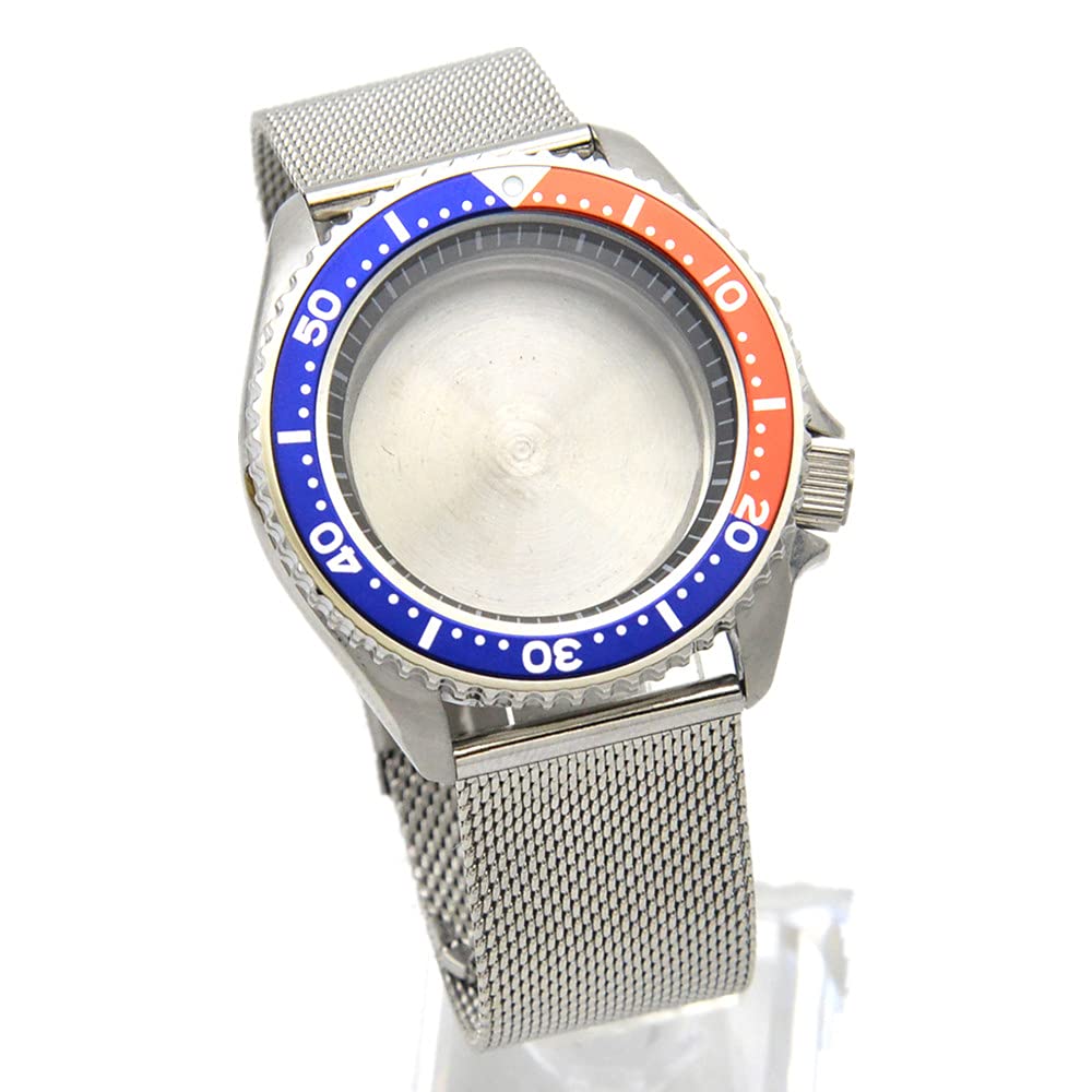 42 mm metalowy pasek do zegarka pasek do zegarka zestaw etui do japońskiego mechanizmu NH35 NH36 akcesoria, niebieski + pomarańczowy, bransoletka