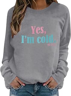 Amikadom Roupas de gola redonda para mulheres outono inverno punho manga curta ajuste relaxado roupas longas divertidas moletom feminino 2023 HL