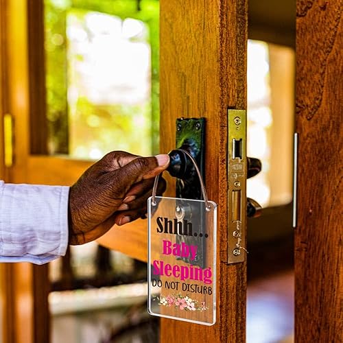 Miniatura 4 de Shhh Baby Sleeping Do Not Disturb - Letrero para colgar en la puerta de la habitación del bebé, utilizado para el hogar, habitación del bebé,