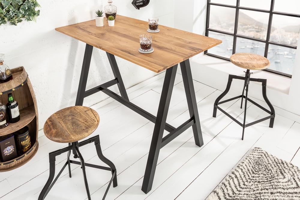 invicta INTERIOR Massiver Bartisch Castle 120cm Wildeiche Natur Industrial Design Bartresen Hausbar Tisch
