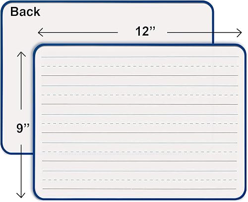 Miniatura 6 de SCRIBBLEDO Pizarra magnética de borrado en seco, pizarra blanca pequeña de doble cara de 9 x 12 pulgadas, a rayas, mini pizarra de borrado en seco