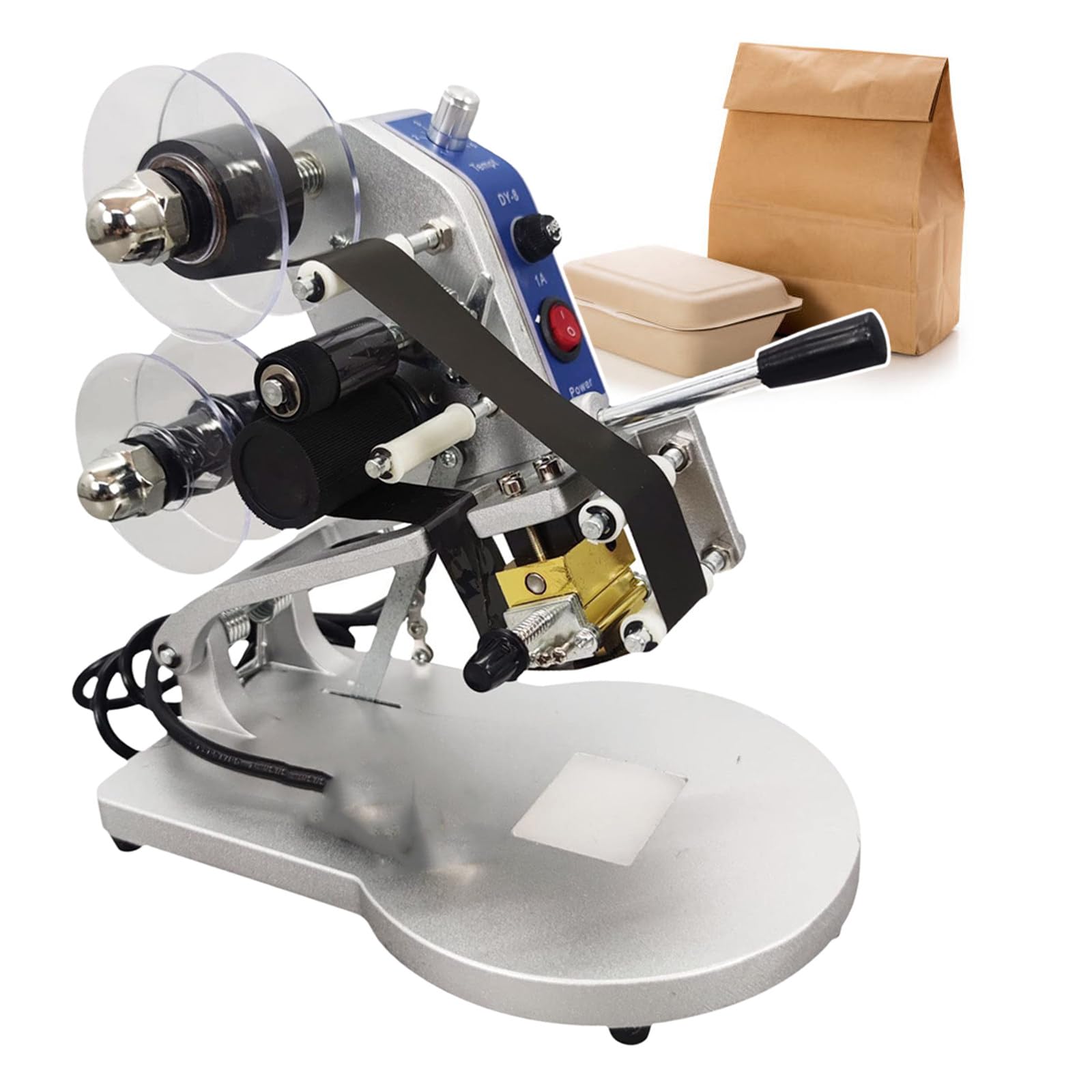 Elettrico Ribbon Code Printer, Regolazione della temperatura 1-5, Macchina di codifica del nastro, Macchina di stampa della data, Stampante del timbro del codice di base del metallo