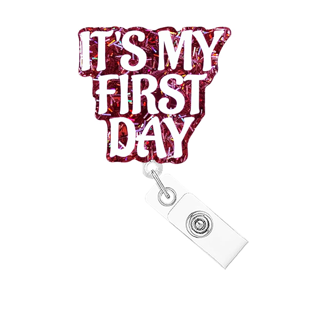 Funny Nurse Badge Reel - "It's My First Day" Glitter Retractable ID Holder, Cute Medical Accessory For RNs, CNAs, Students - View #7