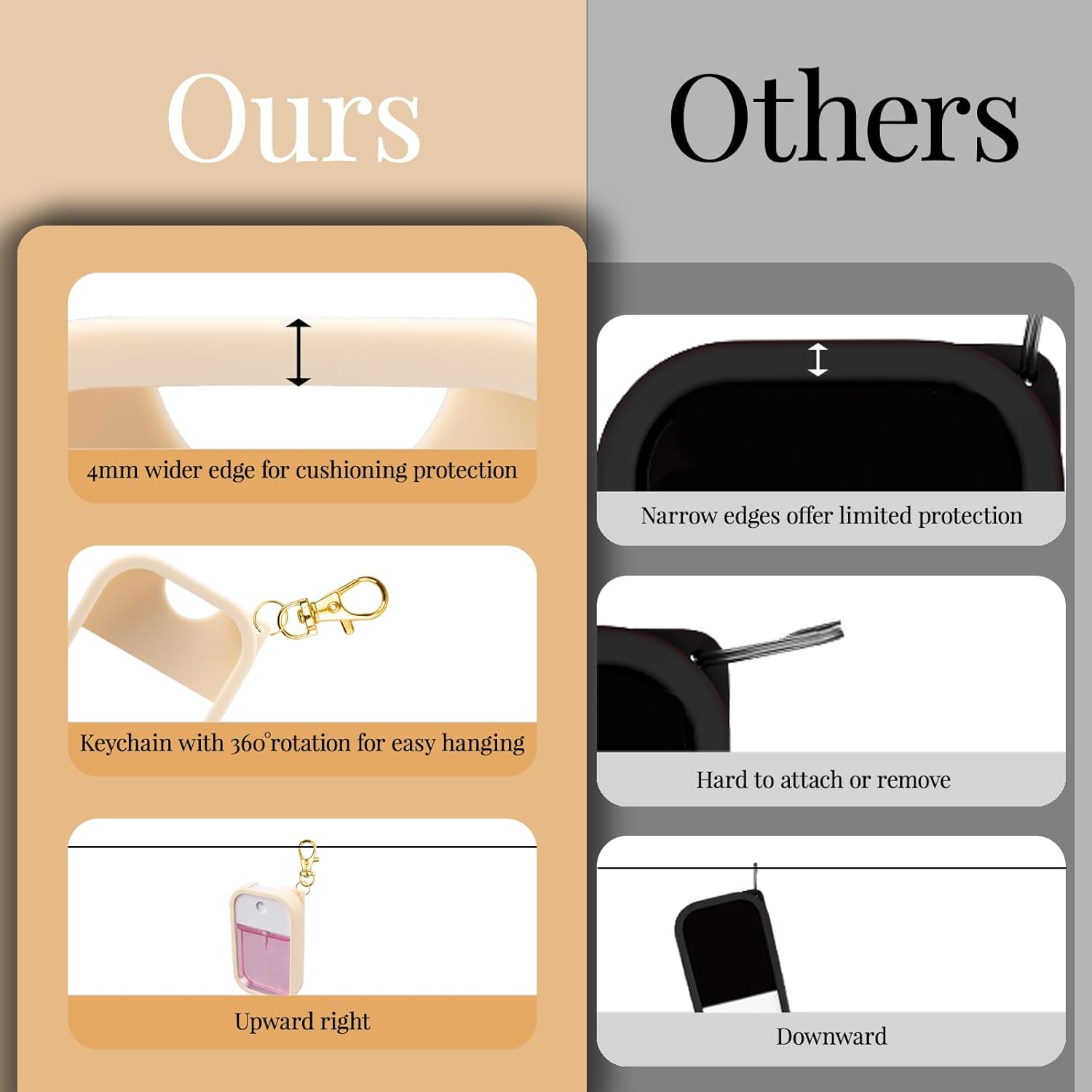 VANEST Silicone Case Compatible with Touchland Hand Sanitizer Spray, Protective Case with Keychain for Spray 1 fl oz - Image 7