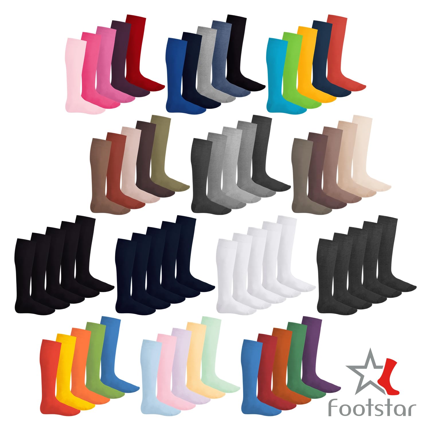 Footstar Everyday 5 par podkolanówek dla kobiet i mężczyzn długie skarpety do kolan