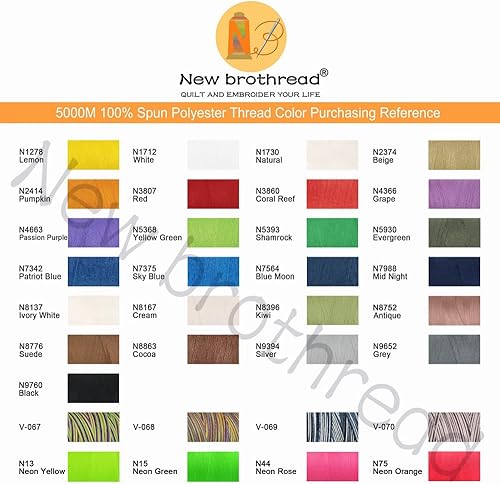 Miniatura 6 de New brothread - 30 opciones - 4 conos grandes de 5500Y (5000M) cada hilo de poliéster hilado multiusos 40S2 (Tex27) para Serger, Overlock,