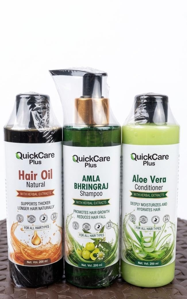 Herbal Hair Care Combo Pack (Set of 3 - 200ml Each) | Amla Bhringraj Shampoo + Aloe Vera Conditioner + Nourishing Hair Oil | 100% Ayurvedic & Herbal Base for Hair Fall Control, Deep Conditioning, and Root Strength | Boosts Growth | Reduces Hair Fall | Softens Hair-image-26