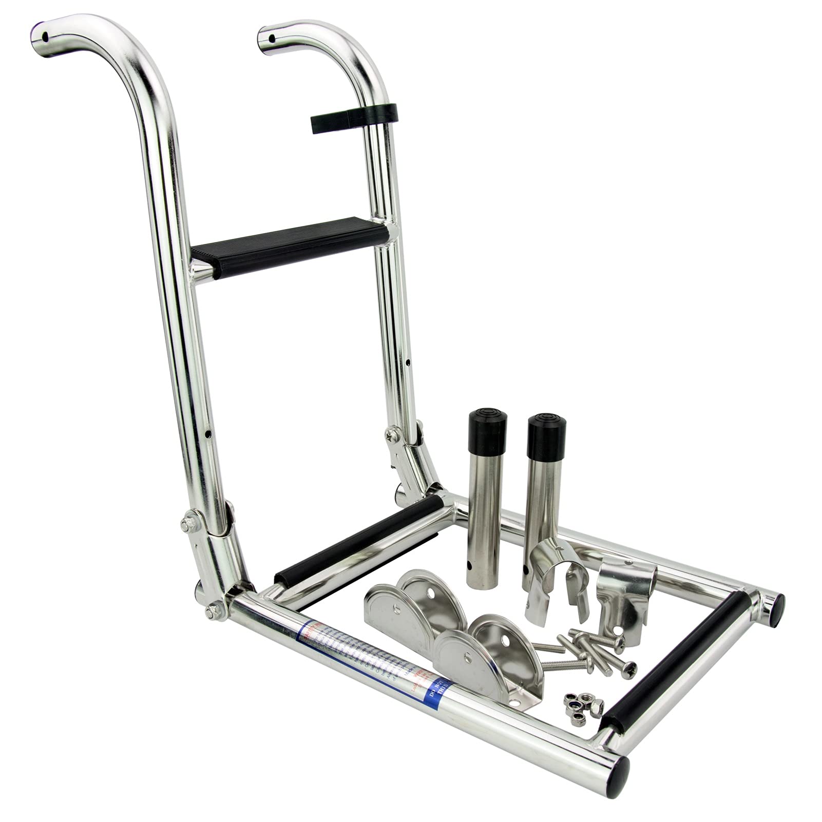Scaletta per Barche a 3 gradini, Scala Pieghevole in Acciaio Inox per pontoni, gommoni, Camper, Yacht, Piscine, pontili, Portata Massima 150 kg (330 libbre).