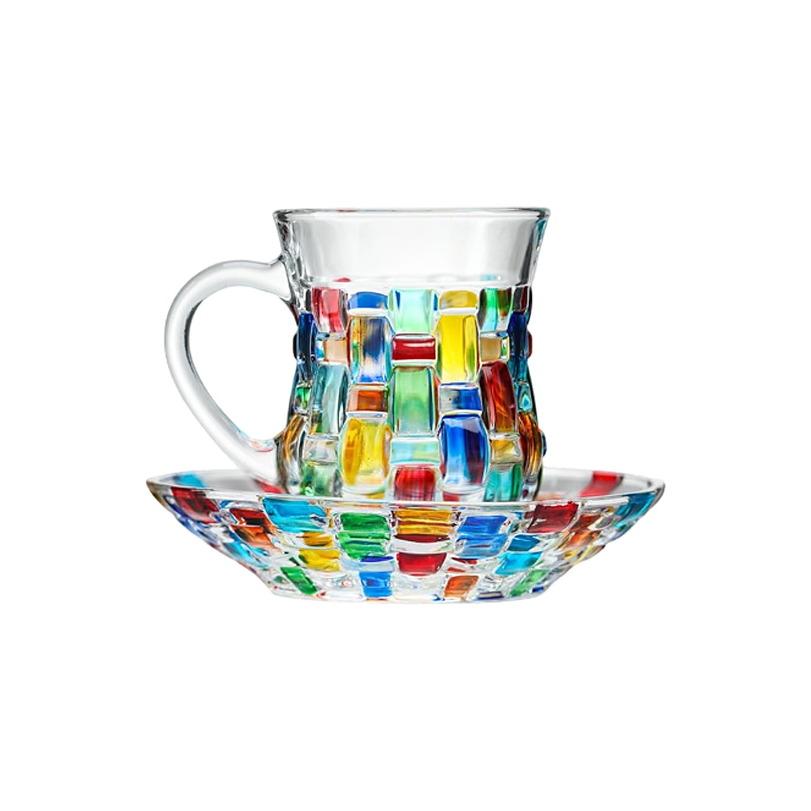 Qisuw Stripe Pattern Colorful Beverage Glass for Mixed Drinks Sophisticated Gathering Essential Unique Drinking Cup Colorful Liquor Glass